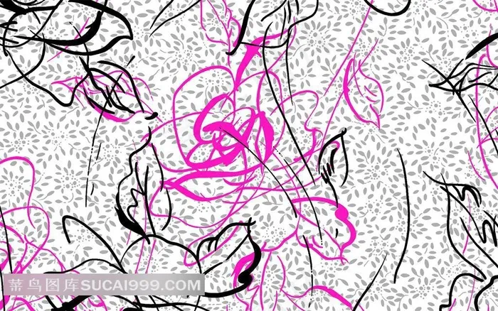 手绘抽象玫瑰花纹壁纸