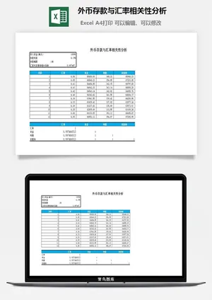 外币存款与汇率相关性分析excel模板预览图