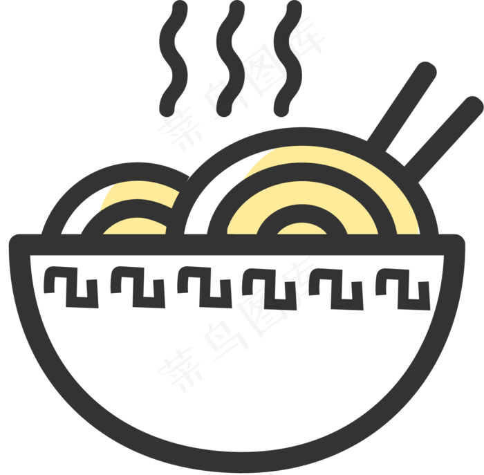 [美食元素]黑色手绘面条元素