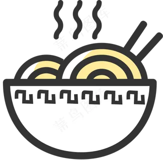 [美食元素]黑色手绘面条元素
