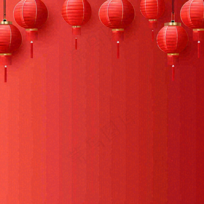 中国红创意喜庆灯笼，元旦新年小年除夕