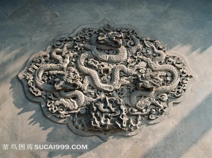 古典精美龙纹浮雕摄影素材