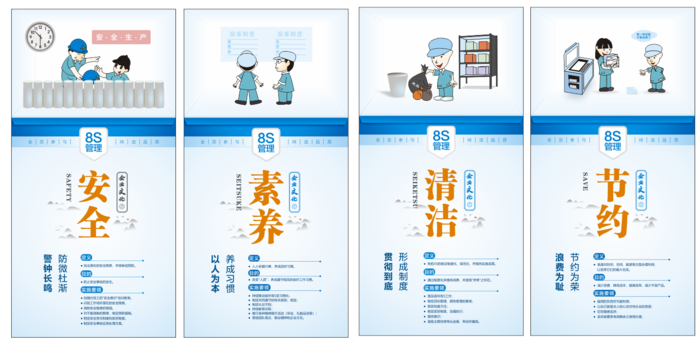 安全生产企业展板8s管理安全cdr矢量模版下载