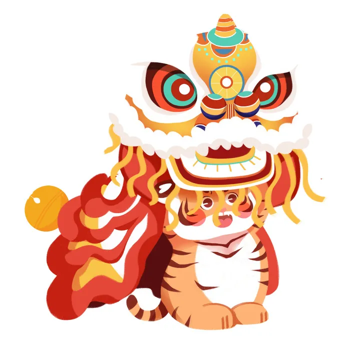 2022虎年吉祥物卡通公仔小老虎形象设计福字元素手绘插画psd素材(2000x2000)psd模版下载