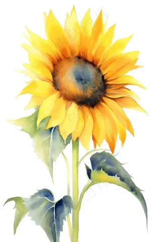 向日葵花朵插画免抠