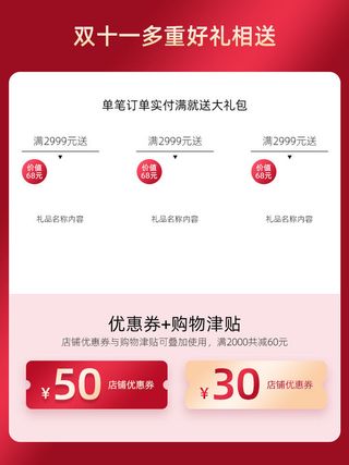 淘宝天猫京东年货节优惠券主图边框无线端主图优惠券电商素材
