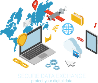 电脑地球联系卡通蓝色少儿兴趣班素材