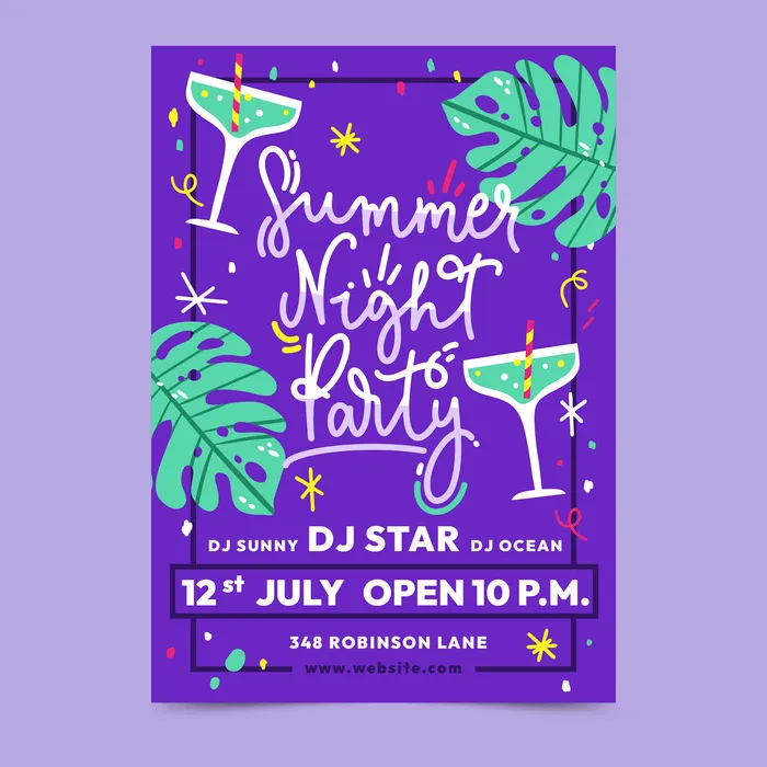 夏夜派对创意海报ai矢量模版下载