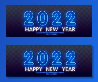 夜晚霓虹灯发光字特效老虎2022新年虎年春节元素矢量平面设计素材