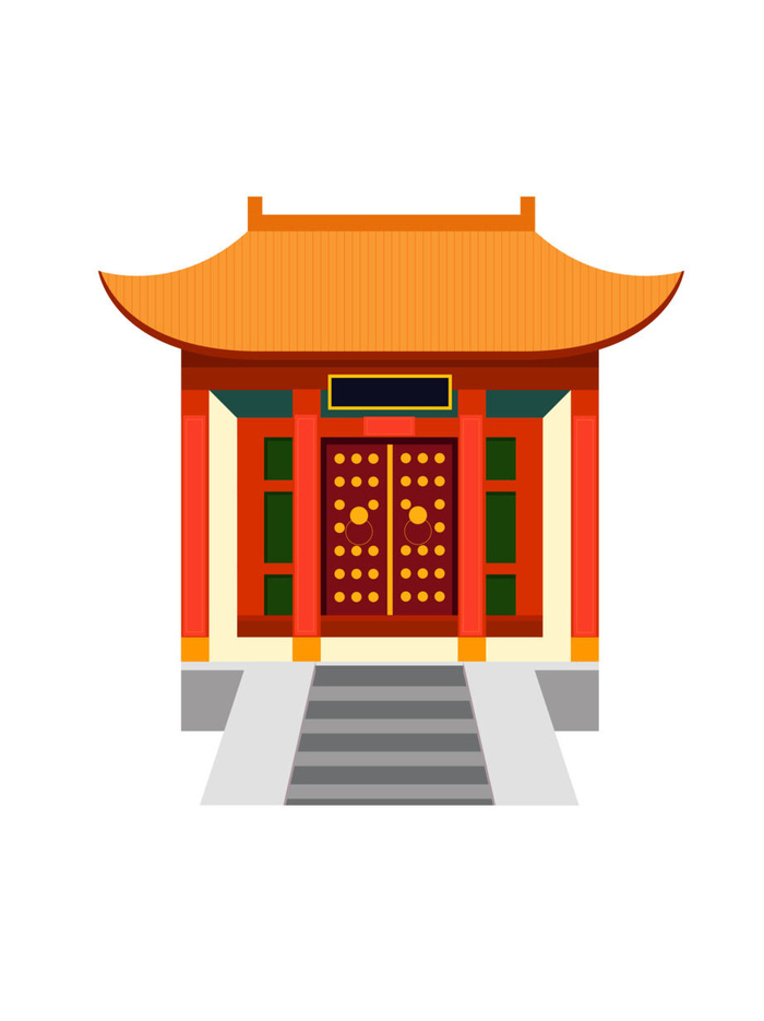 复古中国风国潮古建筑插画手绘高楼古塔AI素材亭子png免抠图