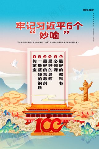 红色大气建党100周年党建海报