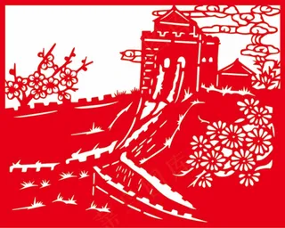 长城剪纸 剪纸风元素