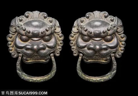 中国风传统狮子青铜门环瑞兽古典文化装饰 中国风传统狮子青铜门环瑞兽古典文化装饰