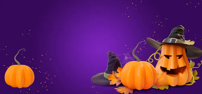 可爱卡通南瓜万圣节紫色背景