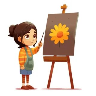 小画家画架花免抠