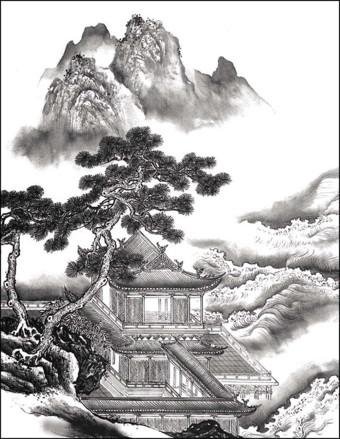 中国古风元素山水