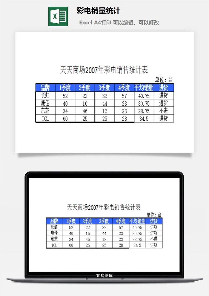 彩电销量统计excel模板