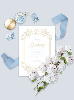 美丽花朵信件婚礼邀请函PSD素材