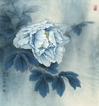 李晓明昆山夜光牡丹国画图片