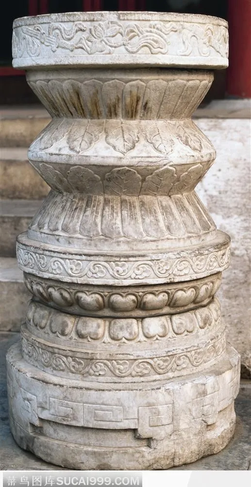 中华石雕柱纹-树叶花纹