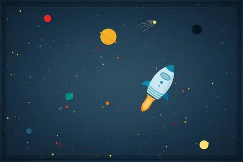 可爱卡通航天火箭宇宙星球太空星空背景 可爱卡通航天火箭宇宙星球太空星空背景