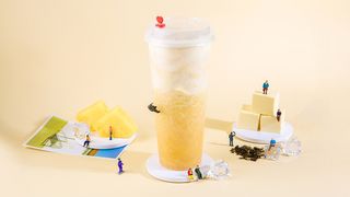 奶茶店水果茶饮品特饮高清图凤梨芝士奶盖