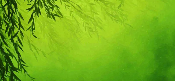 绿色简约绿植绿叶手绘插画笔墨意境