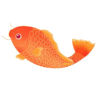 手绘烫金国潮中国风卡通锦鲤鱼金鱼插画装饰元素PSD设计素材