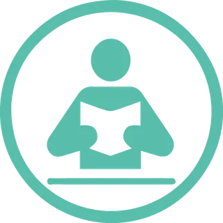 蓝绿色人物读书卡通简笔少儿兴趣班