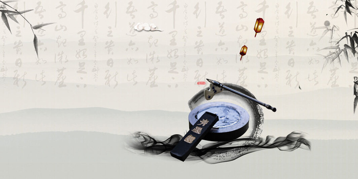 中国风传统水墨古风古典展板边框工笔画PS海报背景平面设计素材psd模版下载