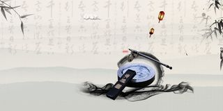 中国风传统水墨古风古典展板边框工笔画PS海报背景平面设计素材