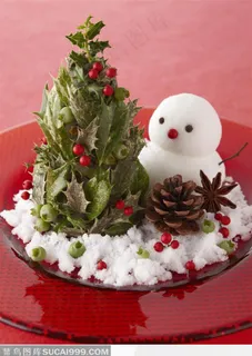 手工-盘子里的雪娃娃和圣诞树 手工-盘子里的雪娃娃和圣诞树