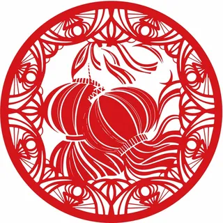 春节灯笼剪纸 剪纸风元素