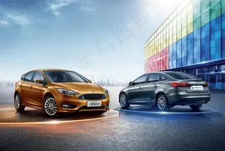 全新福特汽车炫彩城市摄影图