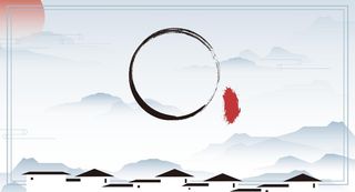 水墨风古建筑背景图片