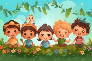 儿童孩子冒险聚会玩耍插画海报素材背景