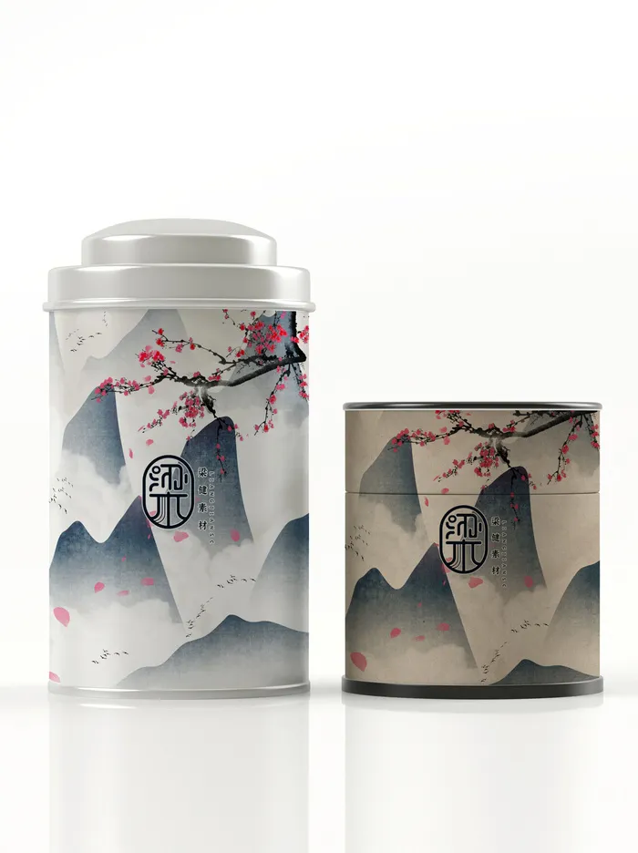 国风高档茶叶包装盒袋罐瓶LOGO标贴展示VI智能贴图样机PSD素材psd模版下载