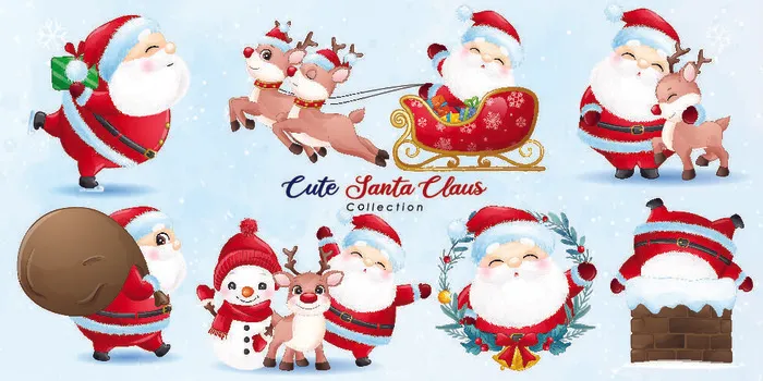 圣诞节圣诞老人挂画素材eps,ai矢量模版下载