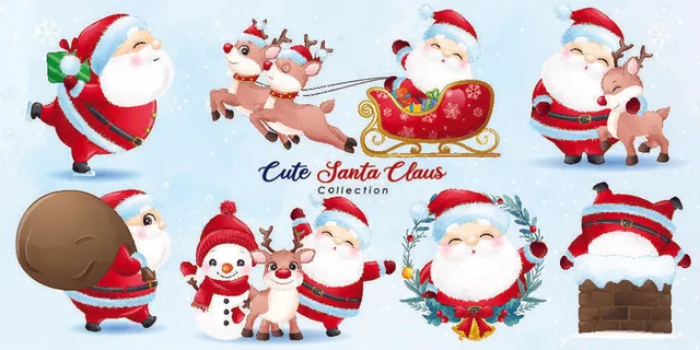圣诞节圣诞老人挂画素材
