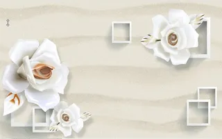雕塑钻石花卉白色背景墙