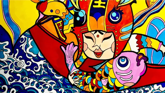 卡通涂鸦街头彩色墙绘壁纸插画儿童创意嘻哈漫画图集AI素材