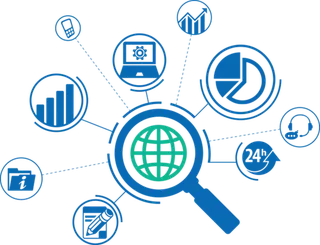 现代科技蓝色放大镜研究素材