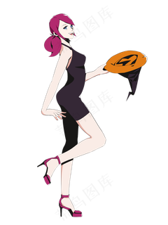 卡通时尚摩登女郎