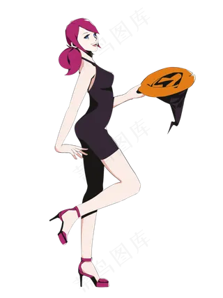 卡通时尚摩登女郎