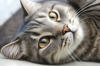 可爱的猫咪躺着特写摄影图