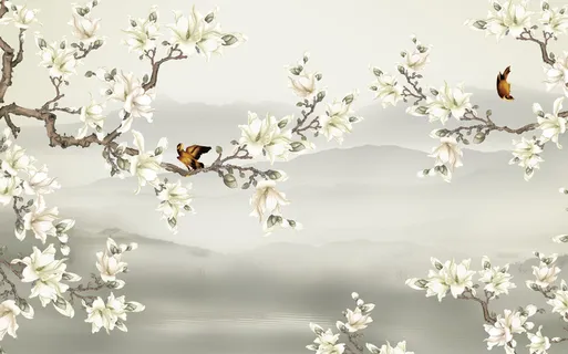 新中式花枝花鸟背景墙