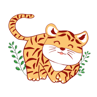 卡通小老虎PNG免抠插画素材可爱动物老虎插画贴图PNG免抠设计素材