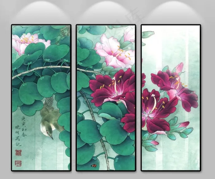 高清国画紫荆装饰画