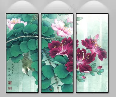 高清国画紫荆装饰画 高清国画紫荆装饰画