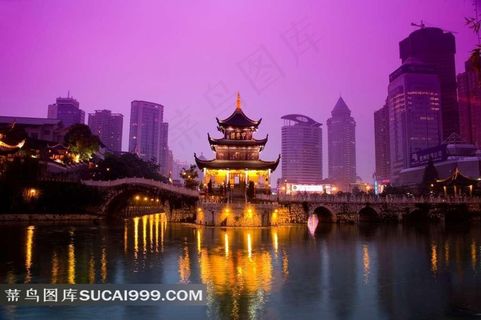 贵阳甲秀楼夜景摄影素材